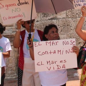 Brenda Gutiérrez during a protest, during the Finance in Common Summit in Colombia (September 2023). Brenda Gutiérrez during a protest, during the Finance in Common Summit in Colombia (September 2023).