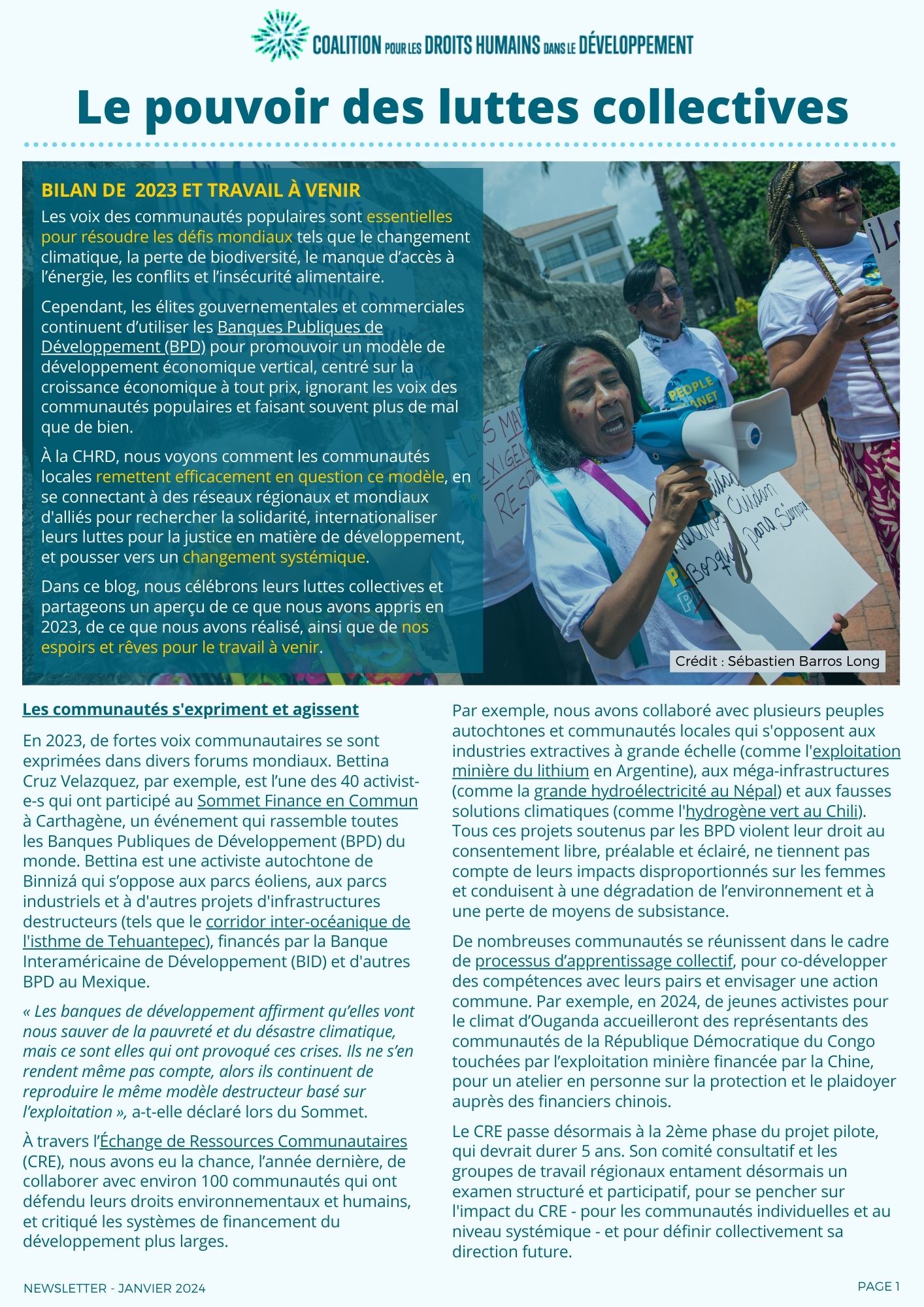 Bulletin d’information – Janvier 2024